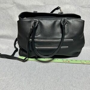 Kate & Alex Cuffaro Satchel Bag Womens OS Black Pebbled Faux Leather Tassel